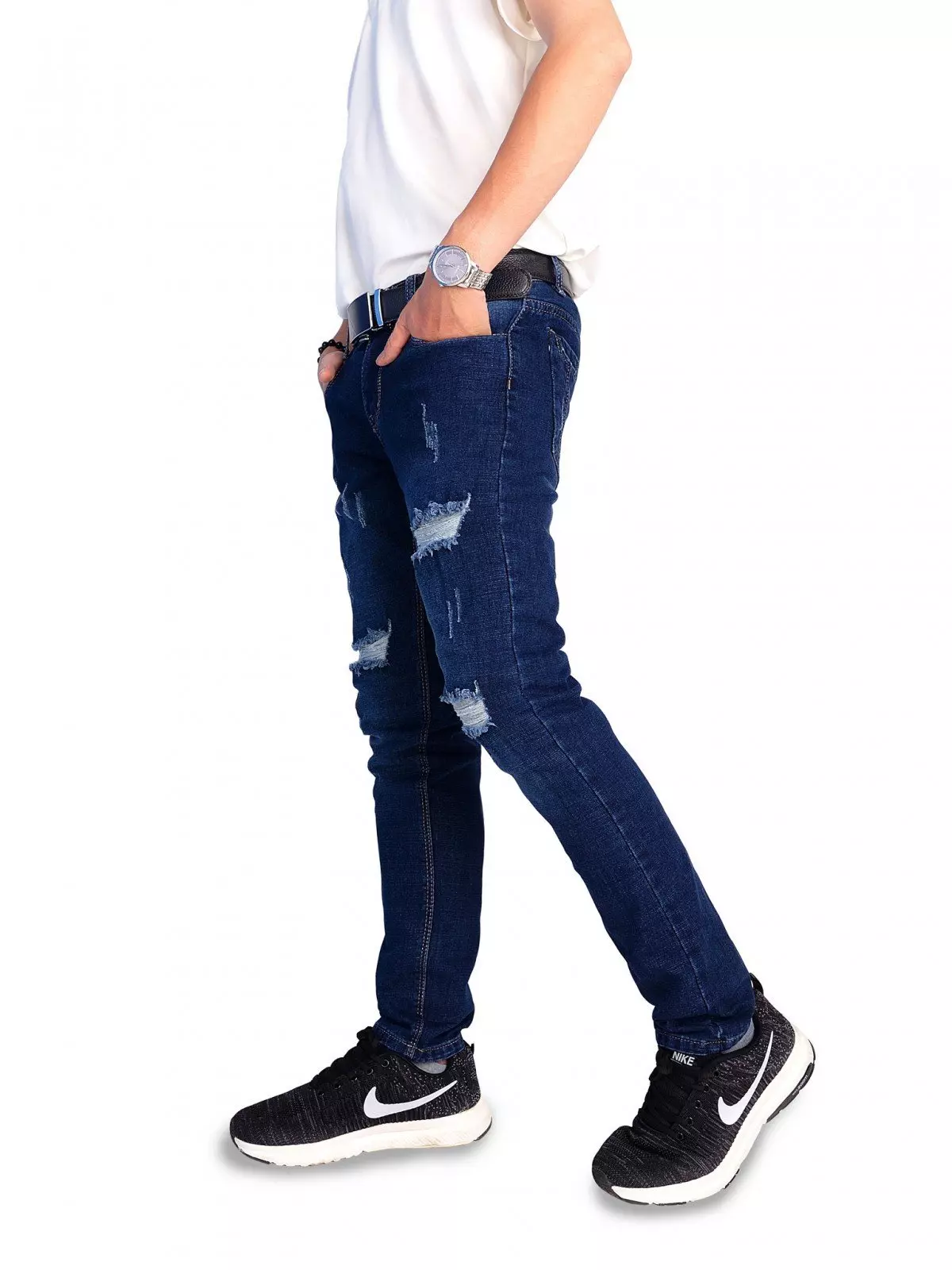 Phong cách quần jeans rách gối