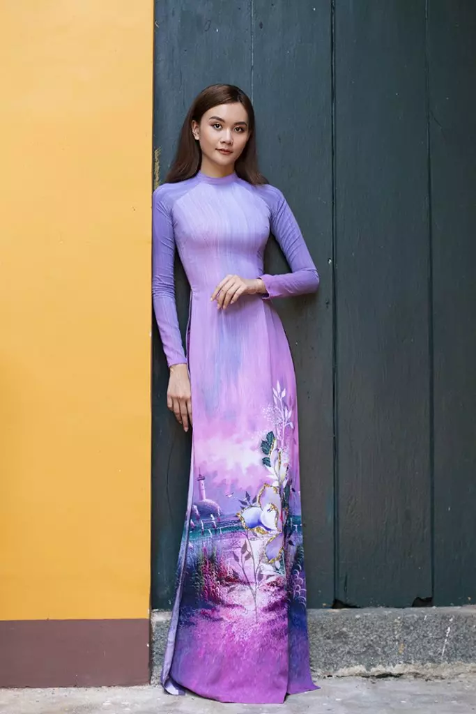 áo dài màu tím hoa cà